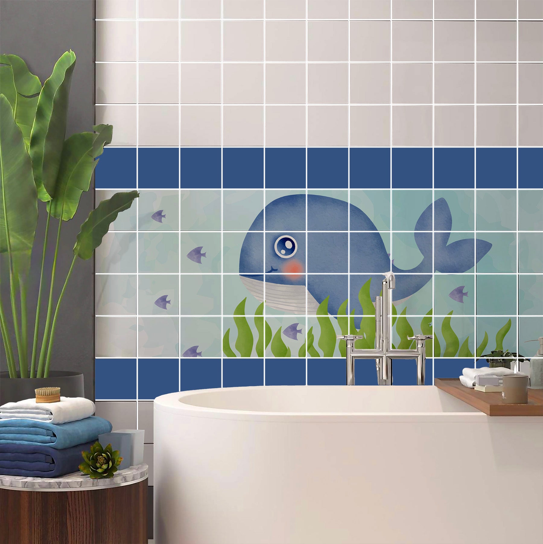 baby whale bathroom tile stickers
