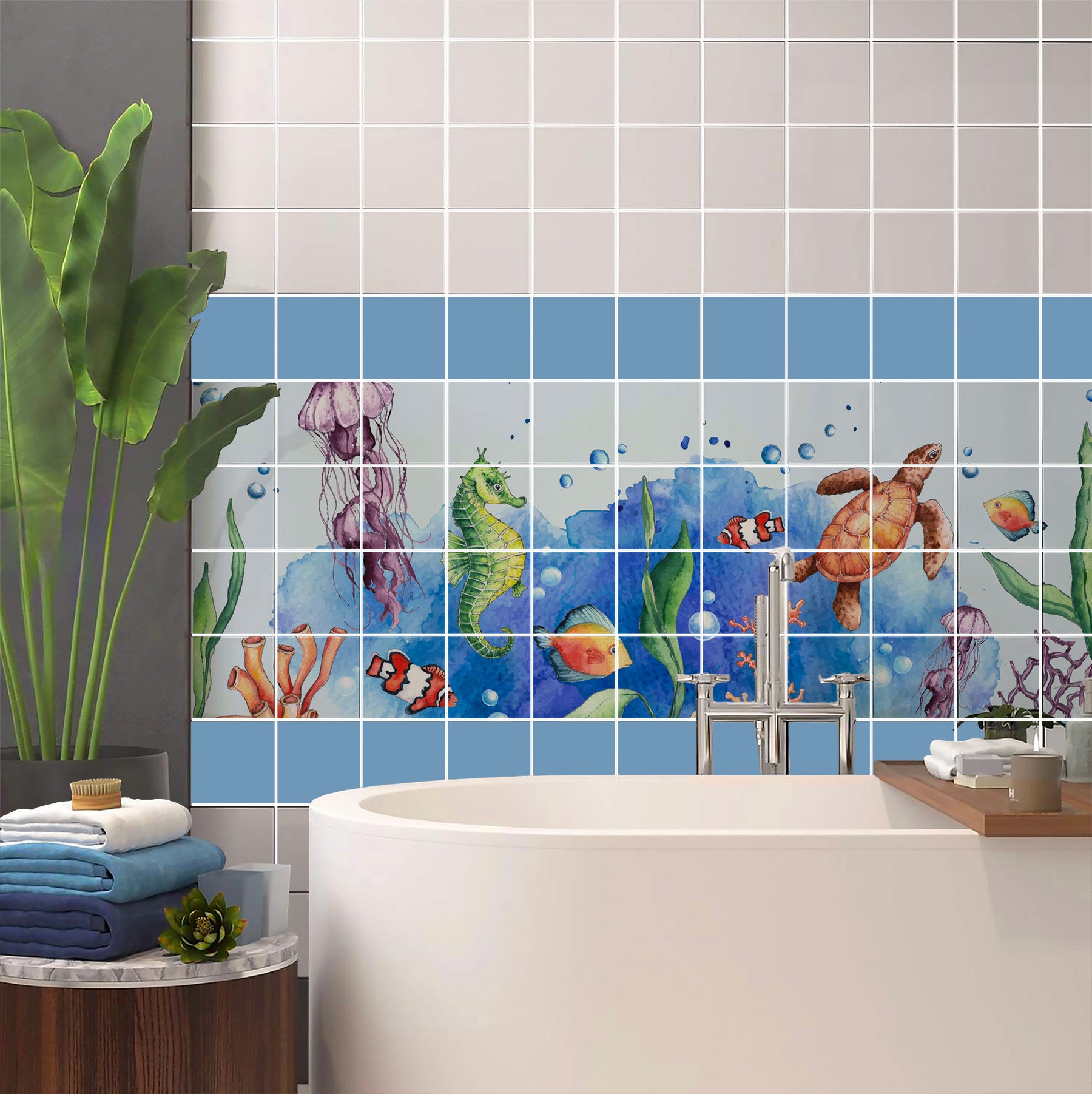 Aquarium bathroom tile stickers