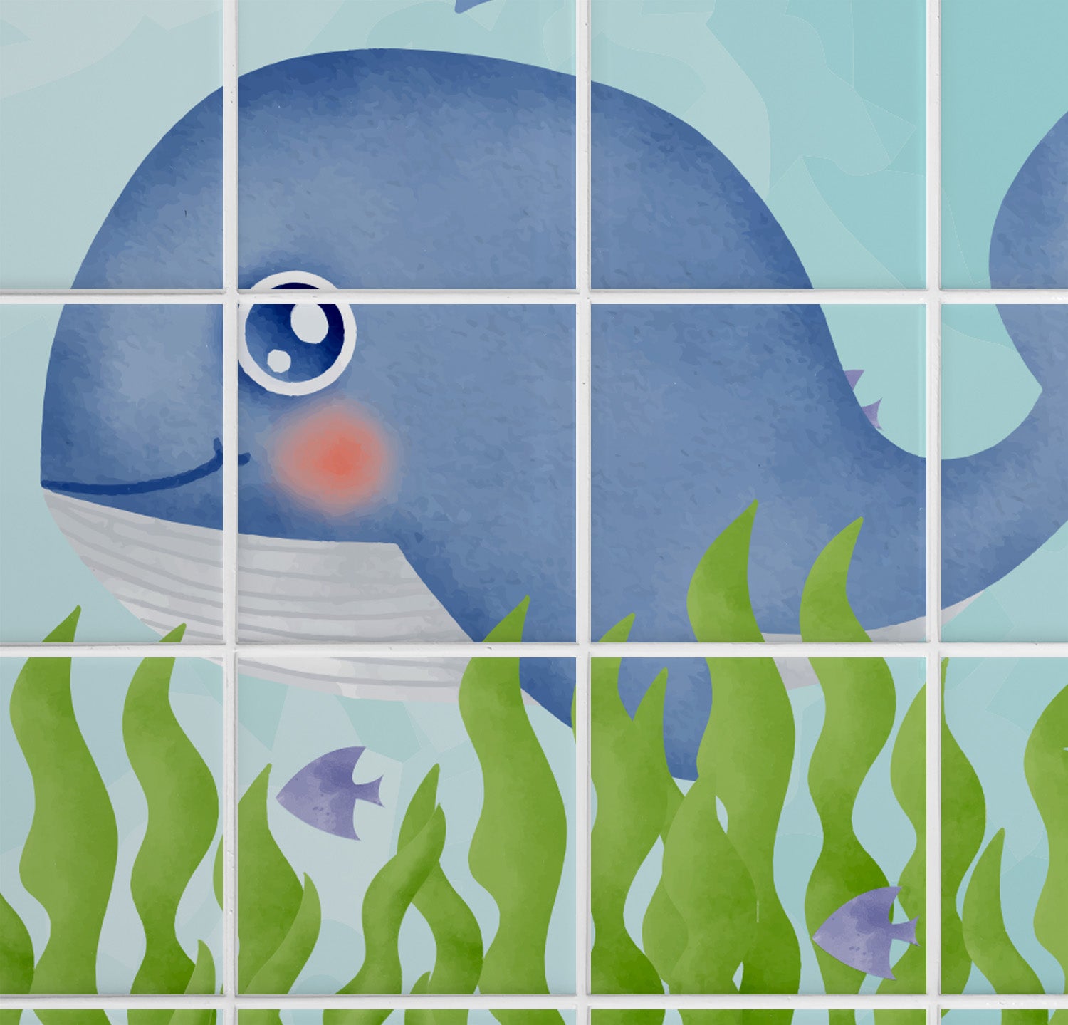 baby whale close up tile stickers